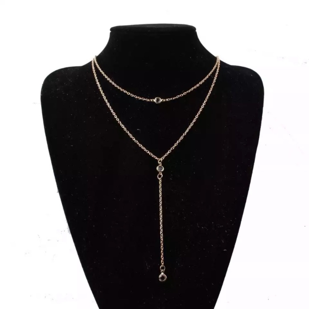 “Evening Romance” Dainty Crystal Layered Necklace - Picture 3 of 8